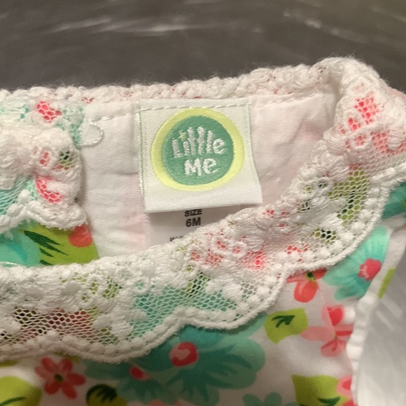 “Little Me” Super Cute Baby Girl’s Floral Lace Accents Sleeveless Dress - Picture 3 of 4